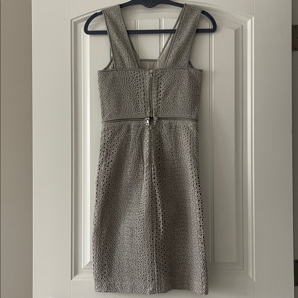 Yigal Azrouel Textured Eyelet Zipper Gray Mini‎ Dress 0 - Picture 7 of 16